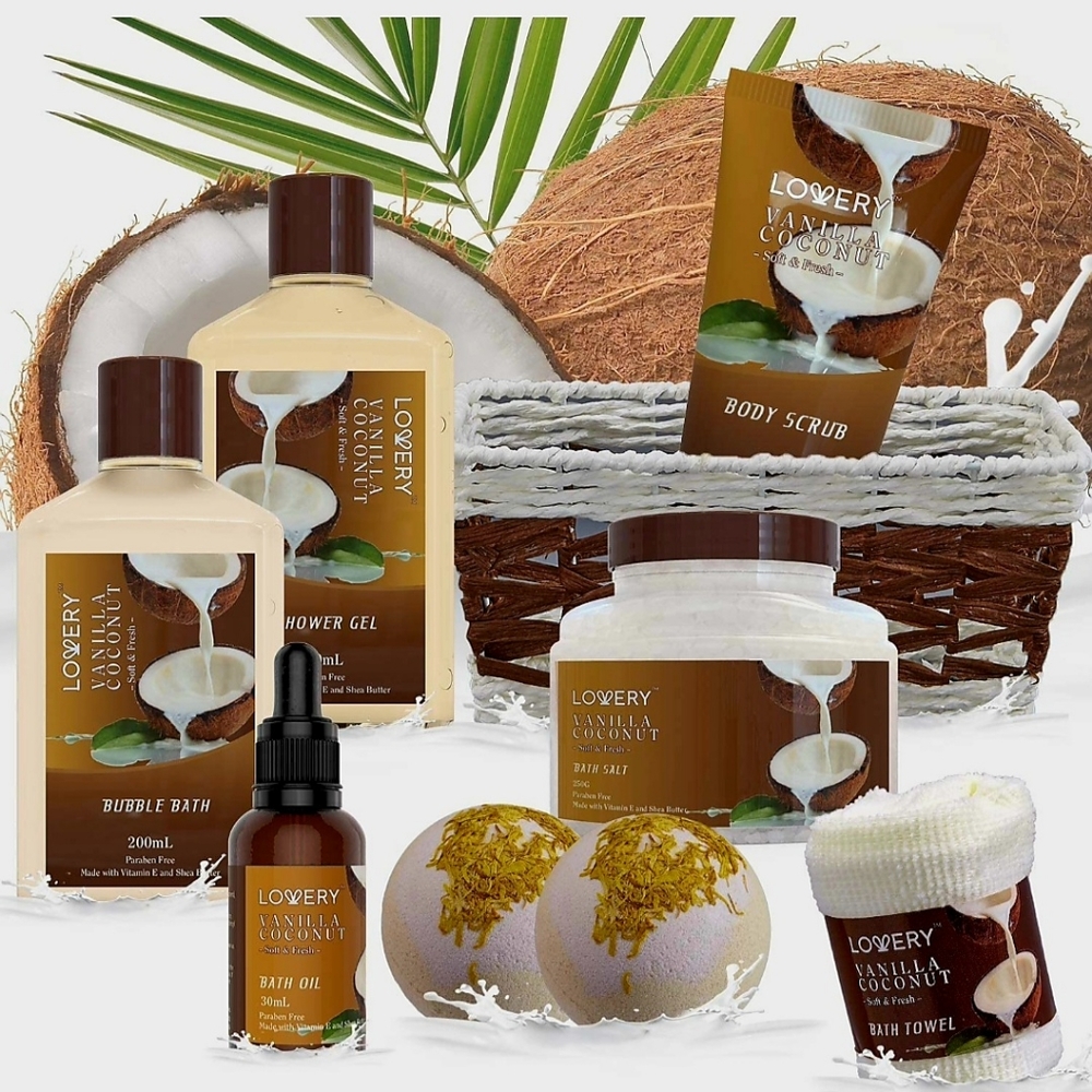 9-piece Unisex Bath & Body Gift Set, Vanilla Coconut 🥥 😋 - Picture 7 of 12